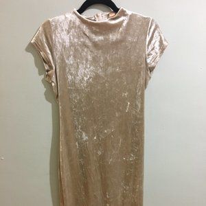 Cream Velvet Short Sleeve Dress - Item#26